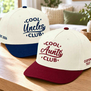 Cool Aunts Cool Uncles Club Snapback Hat, Embroidered Baseball Cap with Est Year, Aunt and Uncle Gift