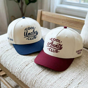 Cool Aunts Cool Uncles Club Snapback Hat, Embroidered Baseball Cap with Est Year, Aunt and Uncle Gift