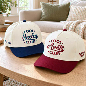 Cool Aunts Cool Uncles Club Snapback Hat, Embroidered Baseball Cap with Est Year, Aunt and Uncle Gift