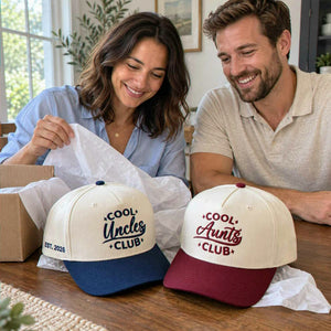 Cool Aunts Cool Uncles Club Snapback Hat, Embroidered Baseball Cap with Est Year, Aunt and Uncle Gift