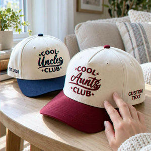 Cool Aunts Cool Uncles Club Snapback Hat, Embroidered Baseball Cap with Est Year, Aunt and Uncle Gift