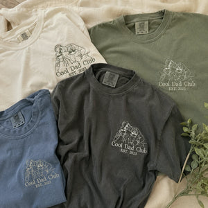Personalized Cool Dad Club Photo Line Art T-Shirt with Embroidered Outline Gift for Father's Day, Gift from Wife