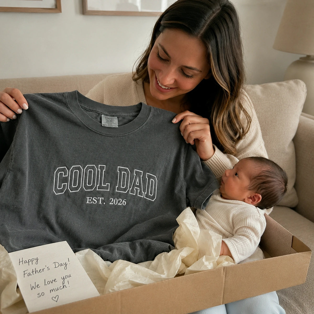 Custom Embroidered Cool Dad Est T-Shirt or Sweatshirt, Father's Day Gifts For Dad Who Wants Nothing