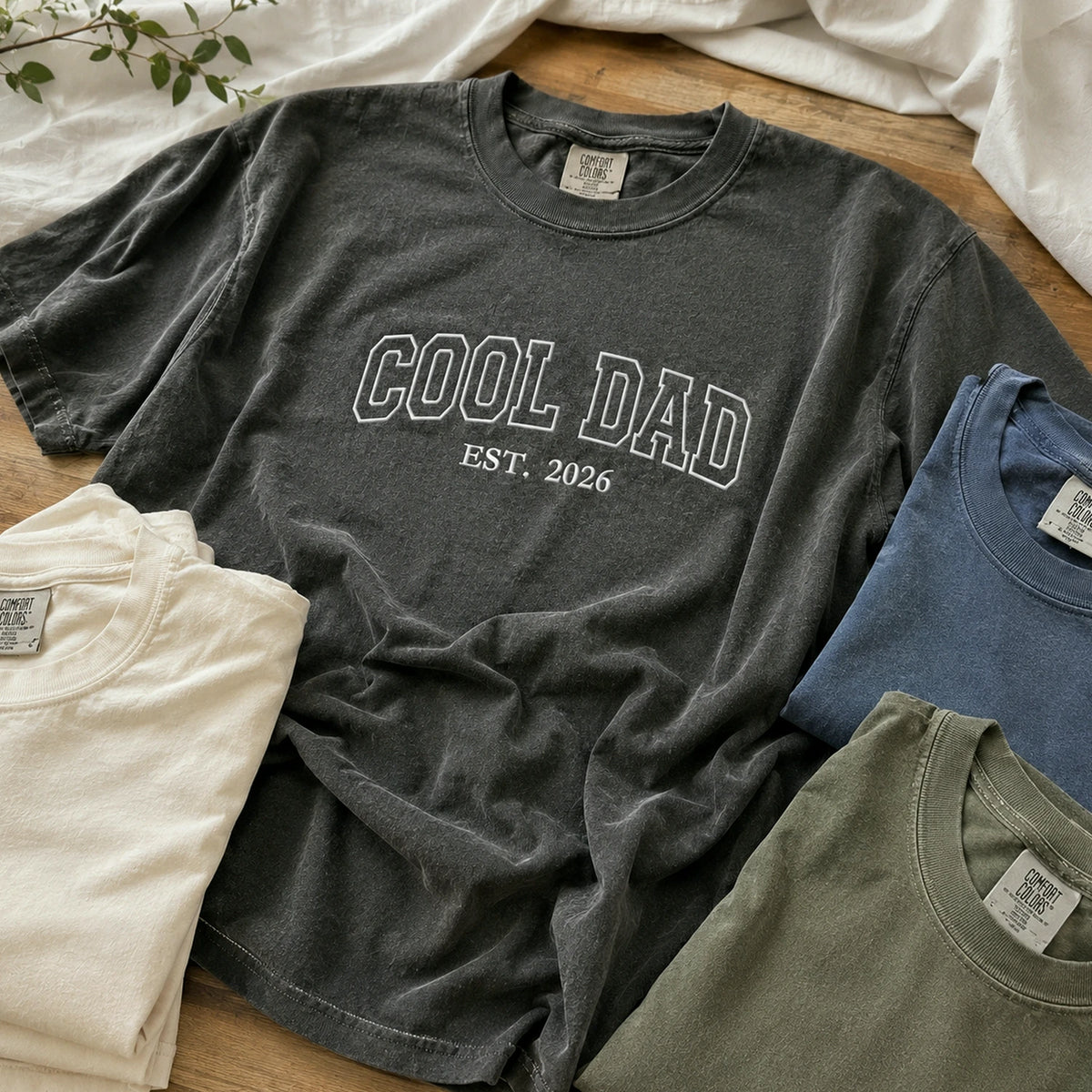 Custom Embroidered Cool Dad Est T-Shirt or Sweatshirt, Father's Day Gifts For Dad Who Wants Nothing