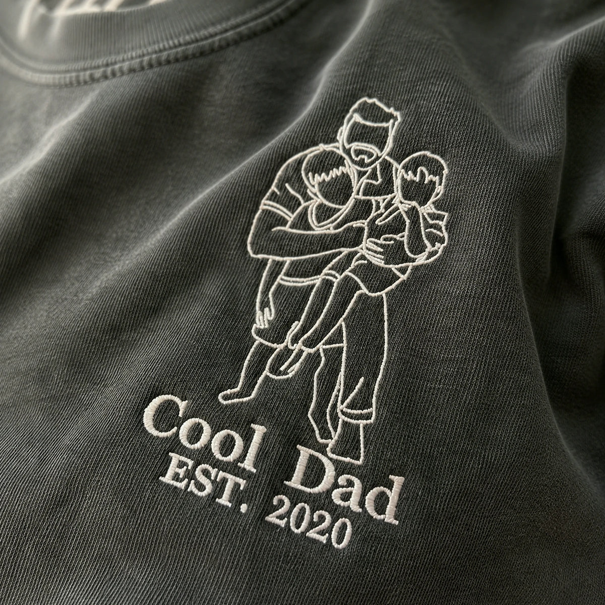 Personalized Cool Dad Photo Gift for Husbands Father's Day with Embroidered Outline T-Shirt