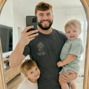 Personalized Cool Dad Photo Gift for Husbands Father's Day with Embroidered Outline T-Shirt