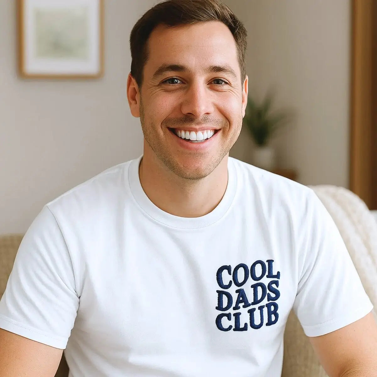Custom embroidered Cool Dads Club shirt with kid name on sleeve
