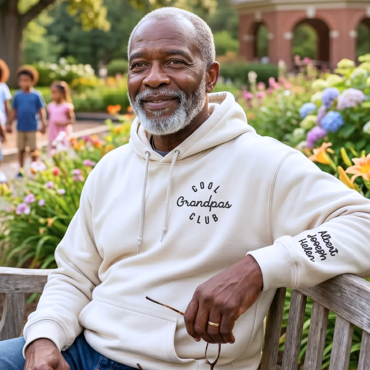 personalized embroidered cool grandpa sweatshirt with custom name and year gift hoodie for first time grandpa
