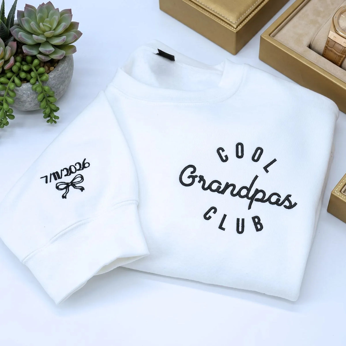 personalized embroidered cool grandpa sweatshirt with custom name and year gift hoodie for first time grandpa