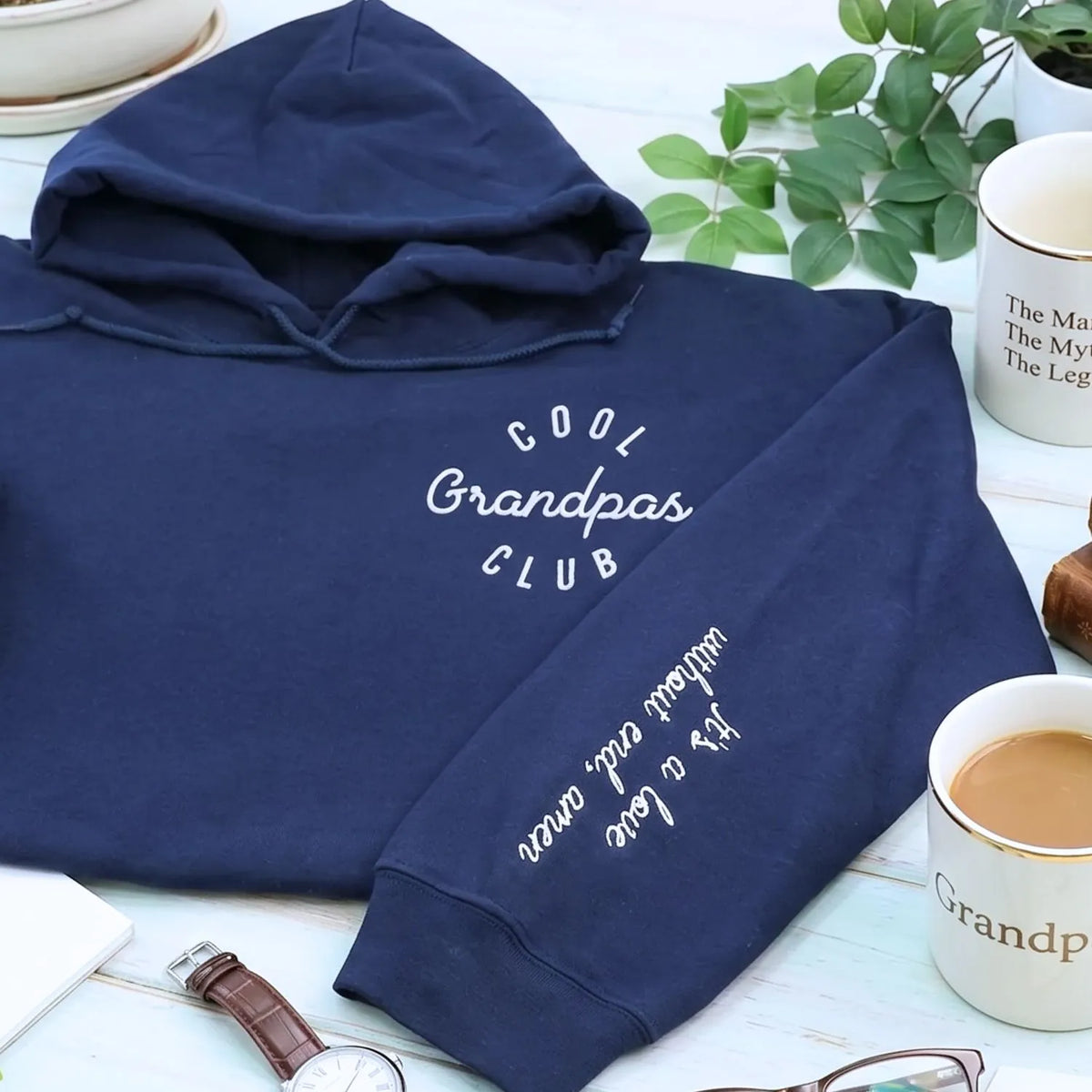 personalized embroidered cool grandpa sweatshirt with custom name and year gift hoodie for first time grandpa
