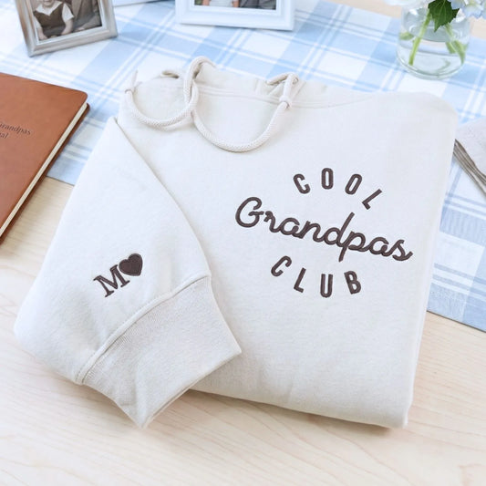 personalized embroidered cool grandpa sweatshirt with custom name and year gift hoodie for first time grandpa