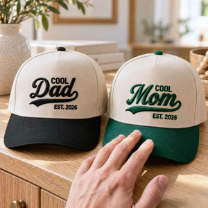 Matching Cool Mom and Cool Dad Snapback Hat, Embroidered Mom Dad Baseball Cap, Mom Dad To Be Gift