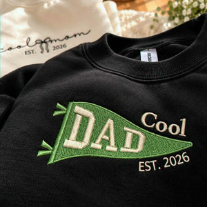 Matching Cool Mom and Cool Dad Sweatshirts, Embroidered Flag and Names Crewneck, Gifts for New Parents