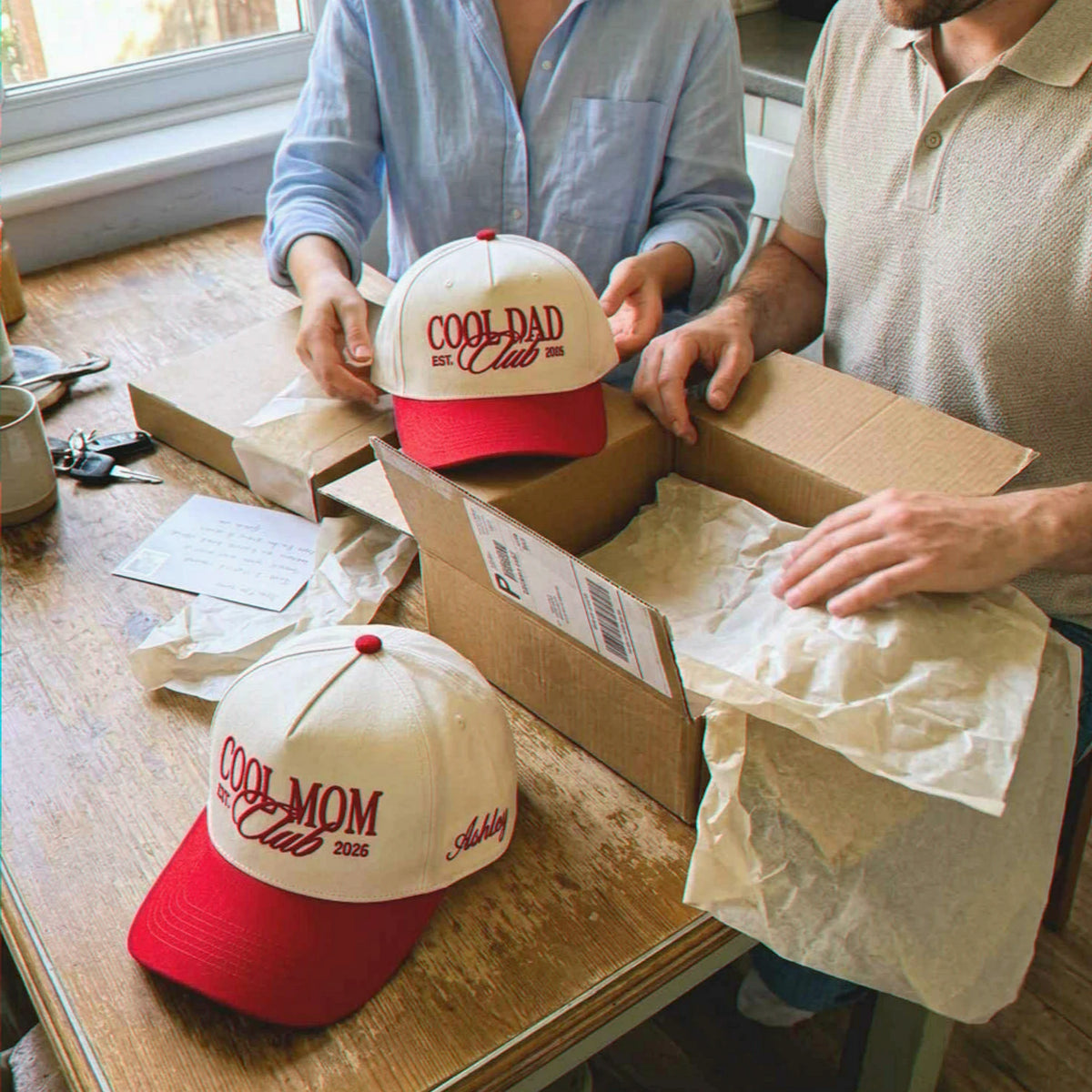 Cool Mom Club and Cool Dad Club Snapback Hat, Embroidered Est Year Baseball Cap, New Mom and Dad Gifts