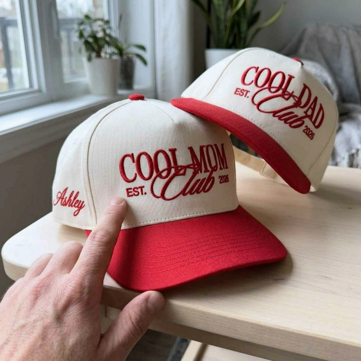 Cool Mom Club and Cool Dad Club Snapback Hat, Embroidered Est Year Baseball Cap, New Mom and Dad Gifts
