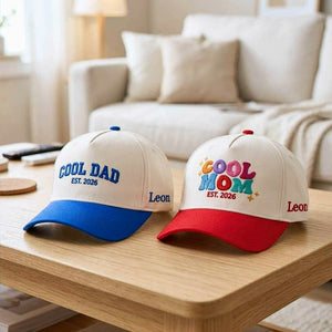 Matching Cool Mom Cool Dad Snapback Hat, Embroidered Est Year Baseball Cap, New Parents Gifts