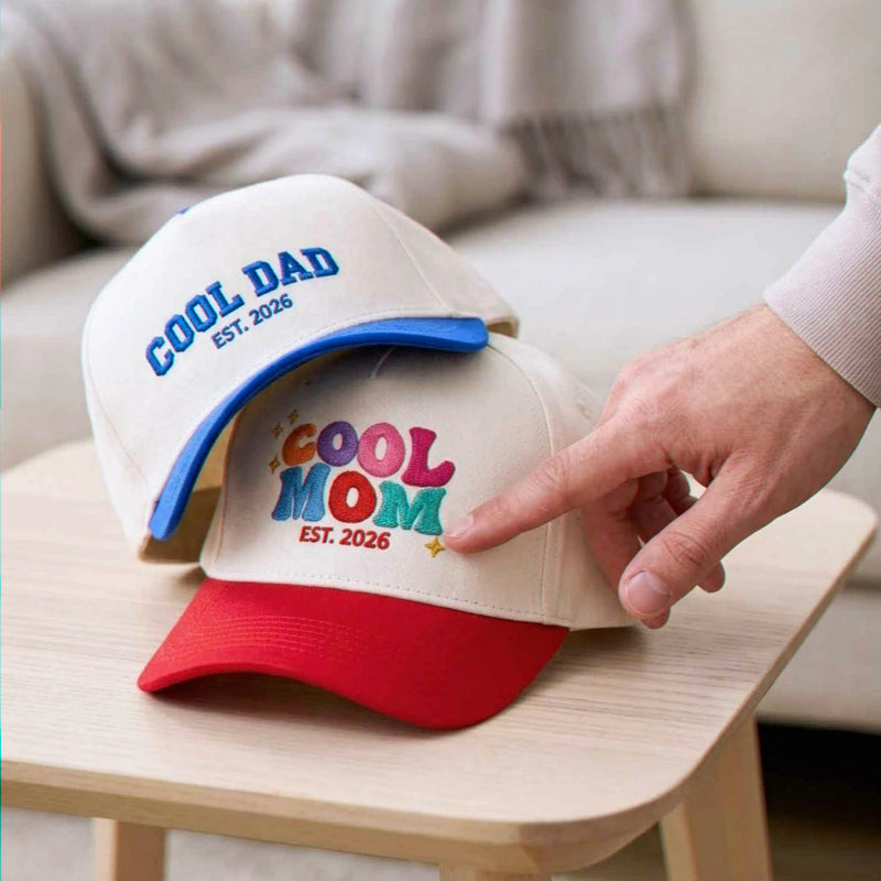 Matching Cool Mom Cool Dad Snapback Hat, Embroidered Est Year Baseball Cap, New Parents Gifts