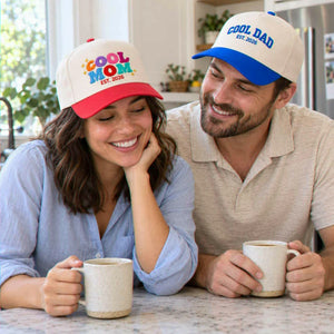 Matching Cool Mom Cool Dad Snapback Hat, Embroidered Est Year Baseball Cap, New Parents Gifts