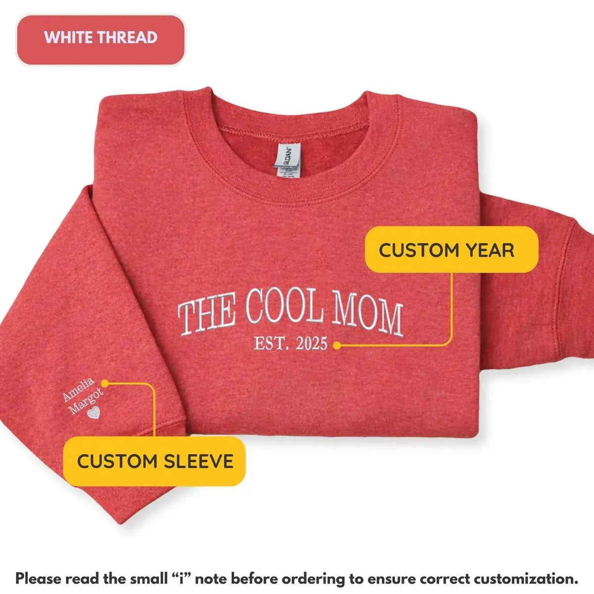 Personalized cool mom sweatshirt with kids names embroidered on sleeve custom gift for mom or wife