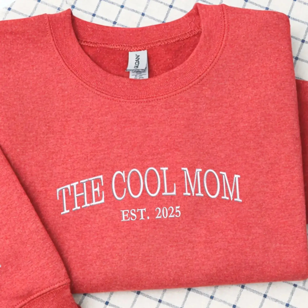 Personalized cool mom sweatshirt with kids names embroidered on sleeve custom gift for mom or wife