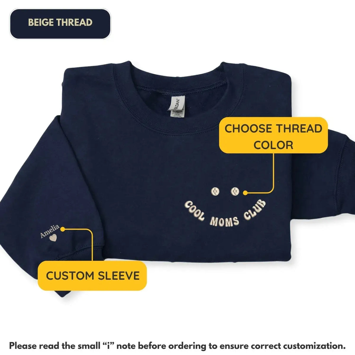 Personalized Cool Moms Club sweatshirt with kids names embroidered on a cozy custom mom gift sweatshirt