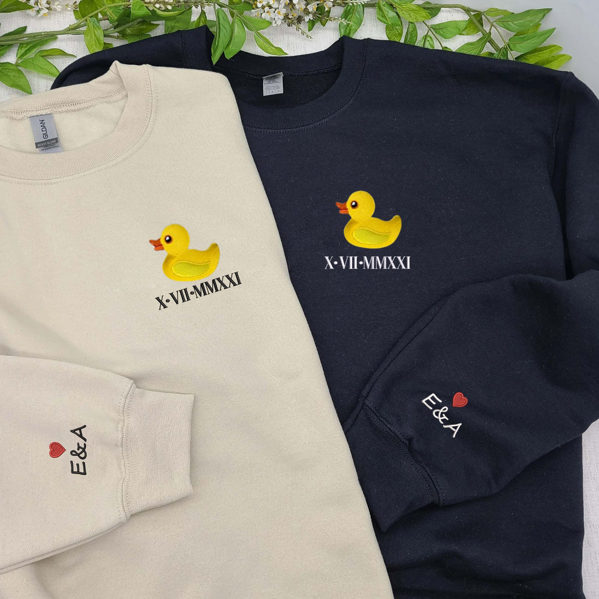 Duck Sweatshirt or Hoodie Matching, Custom Embroidered Valentines Gifts For Boyfriend Girlfriend