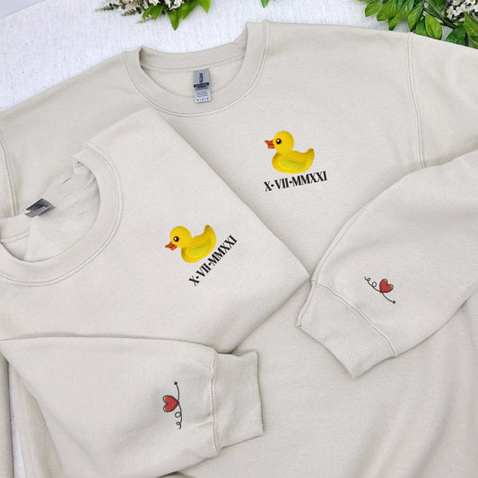 Duck Sweatshirt or Hoodie Matching, Custom Embroidered Valentines Gifts For Boyfriend Girlfriend