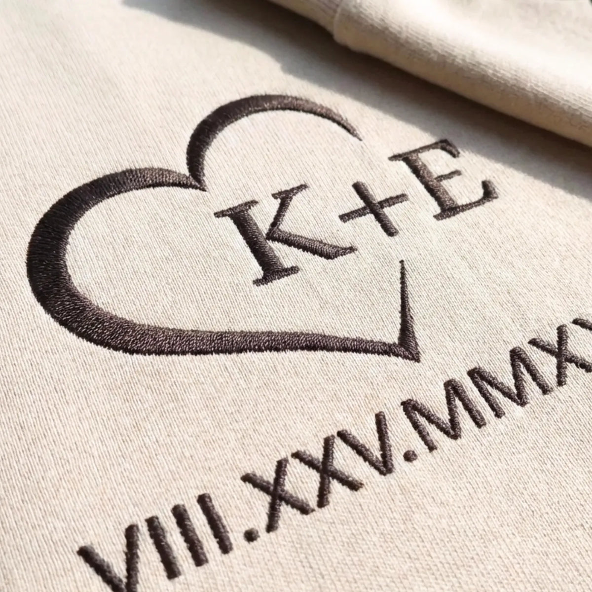 Custom Embroidered Couple Initials Monogram Heart Sweatshirt or Hoodie, 1st Anniversary Gift For Couples