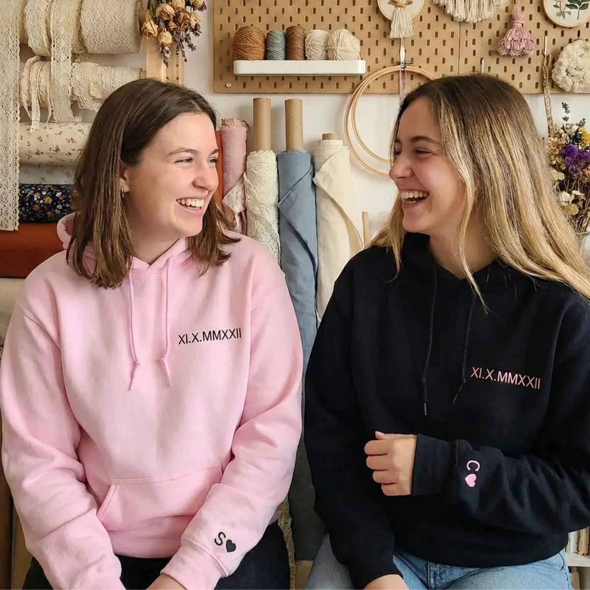 Custom Embroidered Roman Numeral Sweatshirt, Personalized Anniversary Gift for Matching Couples