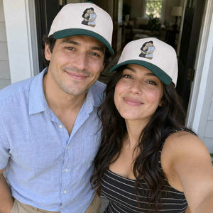 Custom Couple Portrait Snapback Hat, Embroidered Cap from Photo with Custom Text, Anniversary Gift for Husband