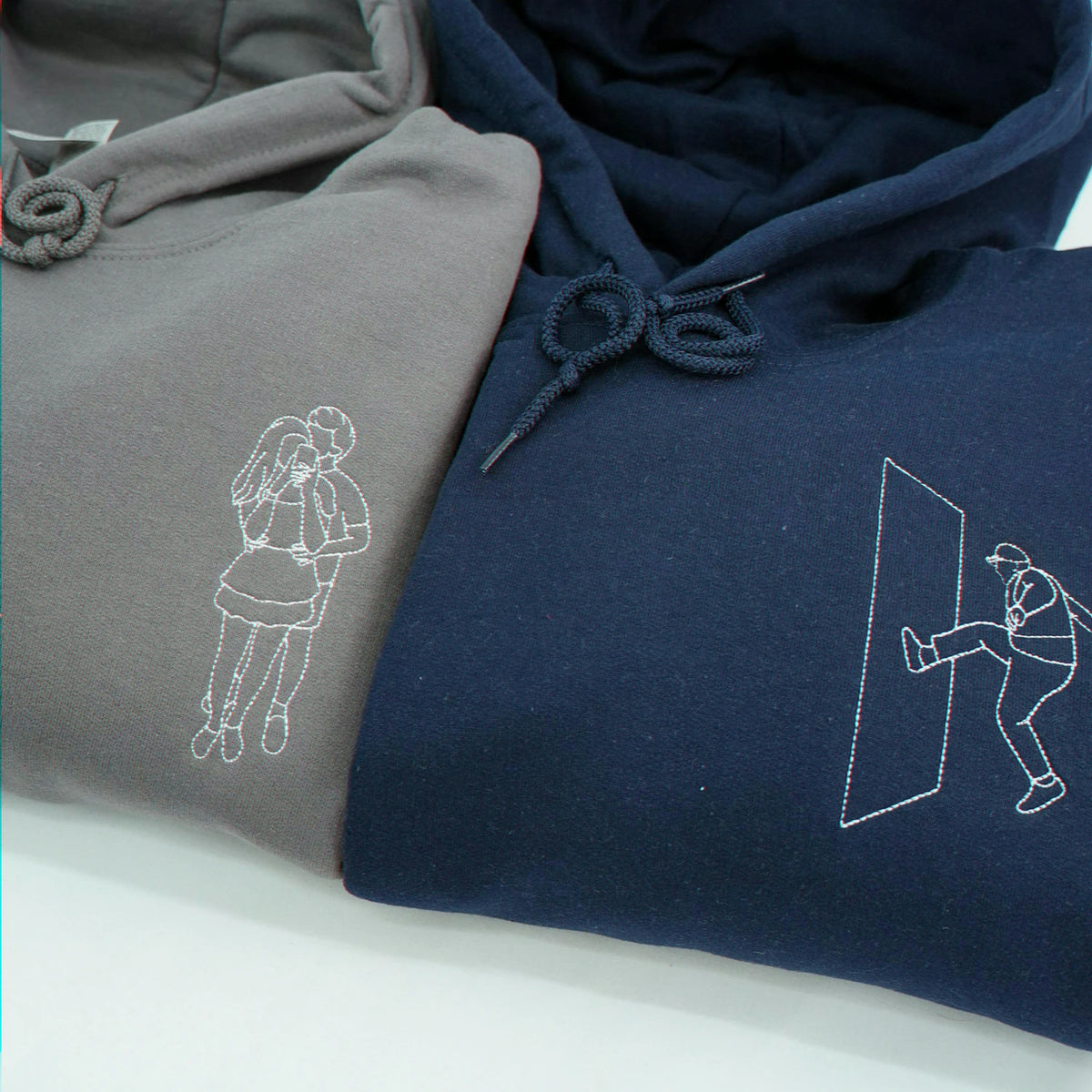 Custom Embroidered Couple Portrait Sweatshirt from Photo, Anniversary Gift for Him Boyfriend Husband