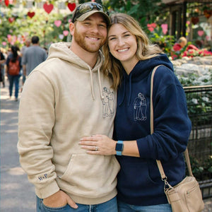 Custom Embroidered Couple Portrait Sweatshirt from Photo, Anniversary Gift for Him Boyfriend Husband