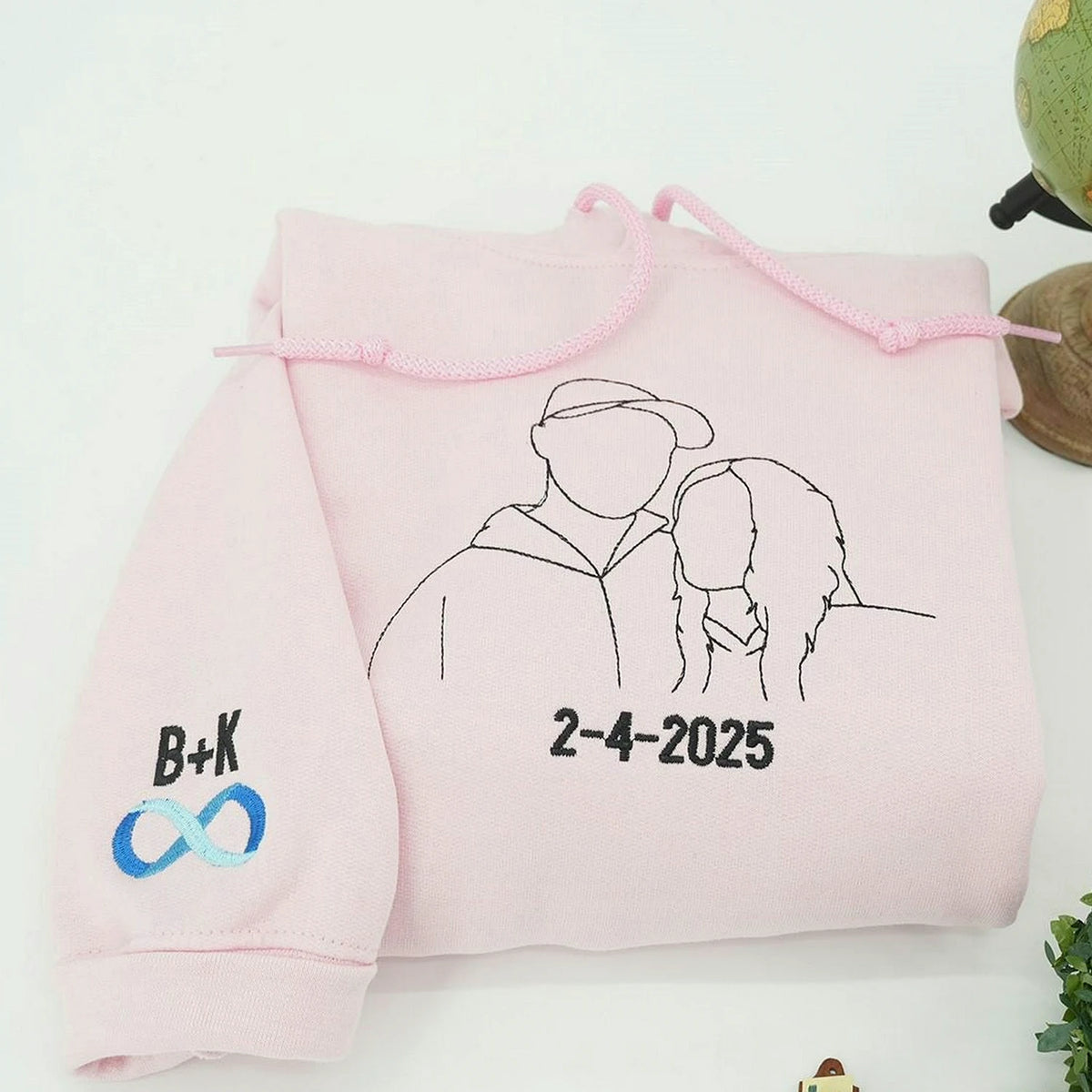 Custom Embroidered Couple Portrait Sweatshirt from Photo, Anniversary Gift for Him Boyfriend Husband