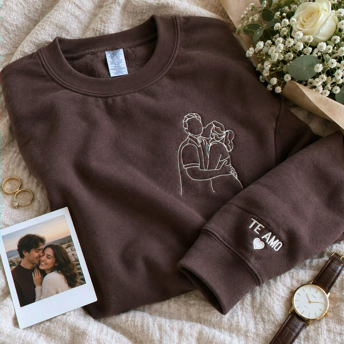 Personalized Anniversary Gifts for Couples, Custom Embroidered Sweatshirt / Hoodie Matching Wedding 1 - 50 Year