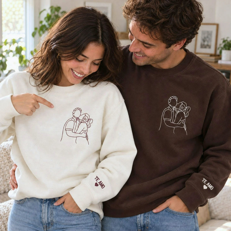 Personalized Anniversary Gifts for Couples, Custom Embroidered Sweatshirt / Hoodie Matching Wedding 1 - 50 Year