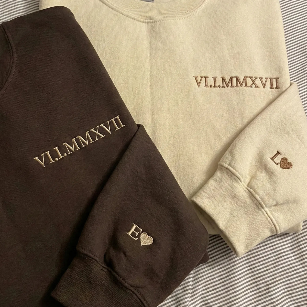 Personalized Roman Numeral Matching Hoodie for Couples - Valentine’s Day 2026 Embroidered Gift