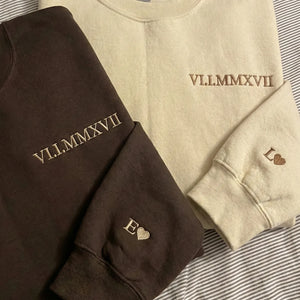 Personalized Roman Numeral Matching Hoodie for Couples - Valentine’s Day 2026 Embroidered Gift