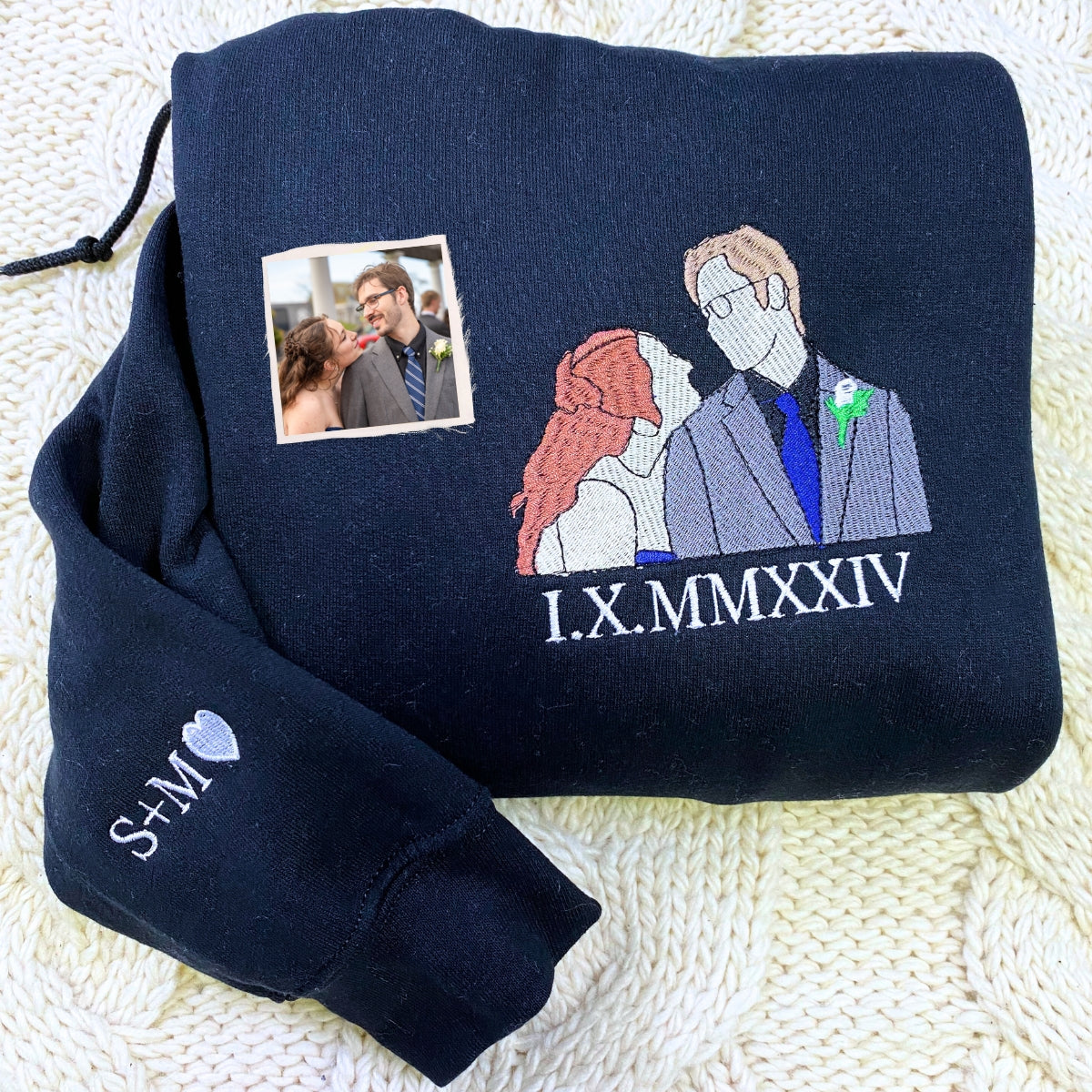 Custom Sweater or Hoodie with Picture, Embroidered Valentine's Day Gifts for Couples - Embroly