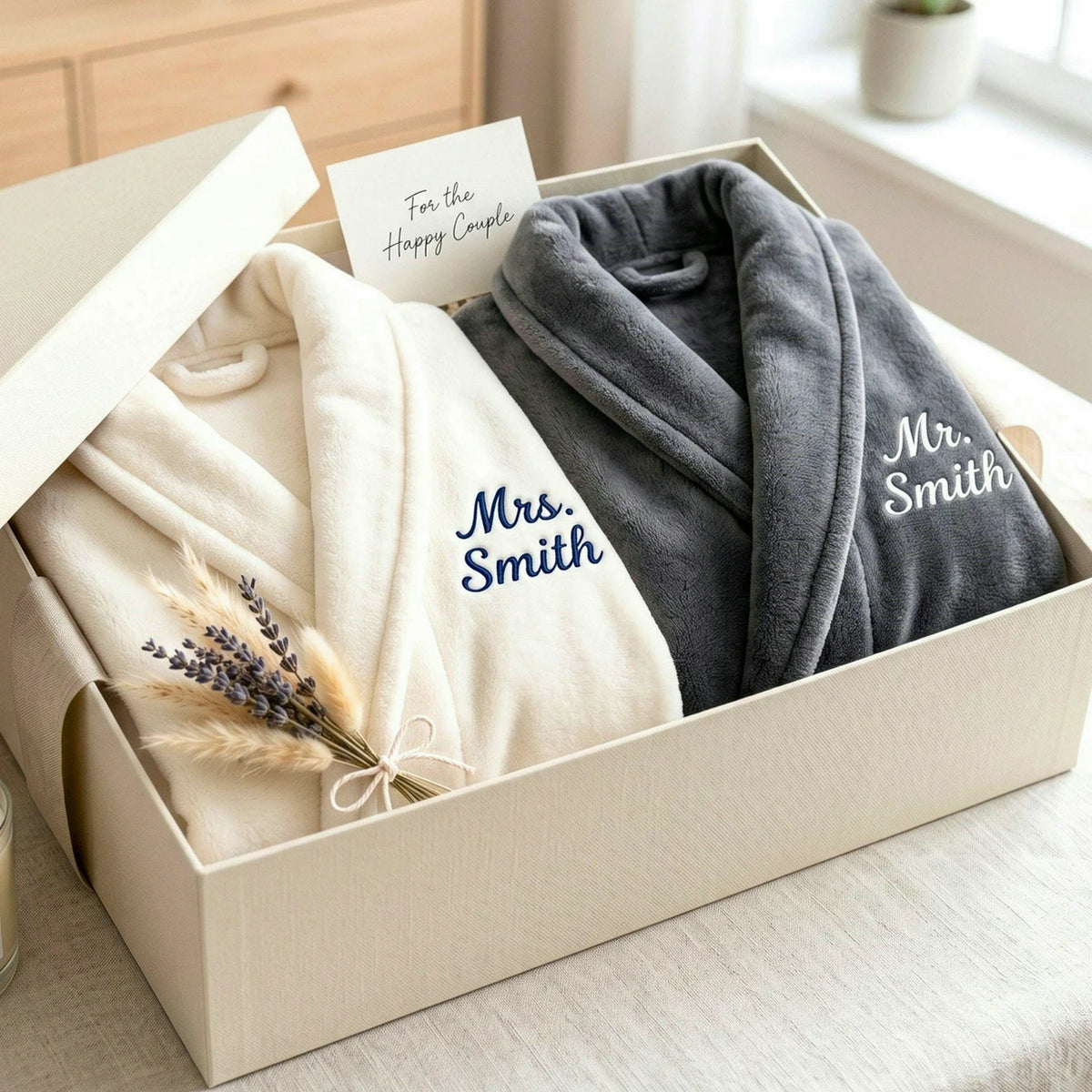 Custom Embroidered Robes for Couples, Personalized Mr & Mrs Robes for Newlyweds, Bridesmaids, Just Married Wedding Gift