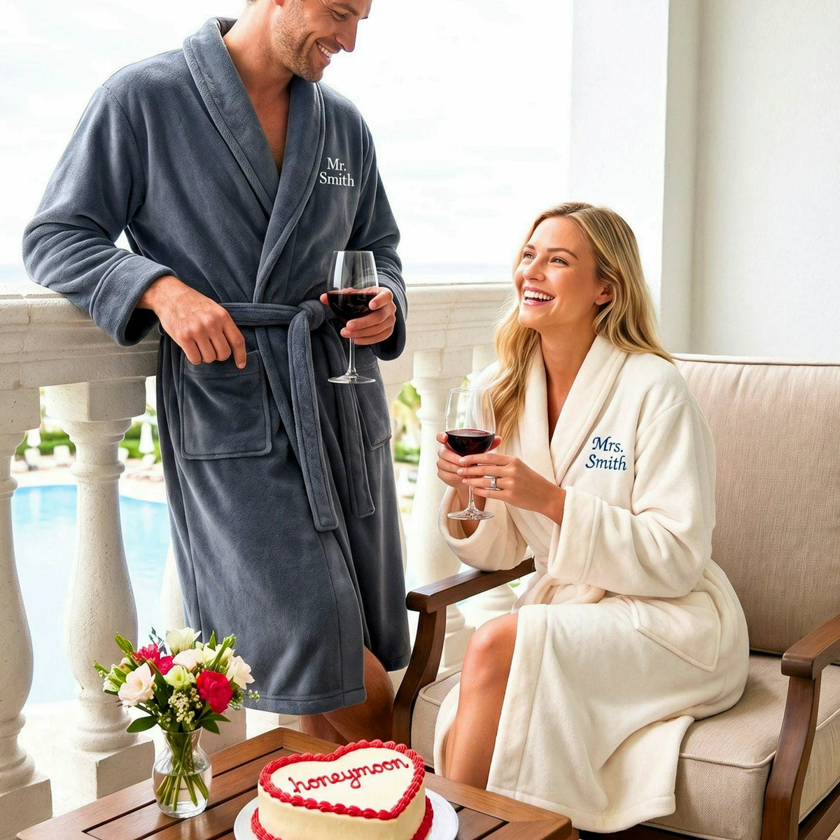Custom Embroidered Robes for Couples, Personalized Mr & Mrs Robes for Newlyweds, Bridesmaids, Just Married Wedding Gift