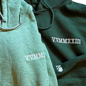 Embroidered Roman Numeral Hoodies, Matching Anniversary Hoodies - Embroly