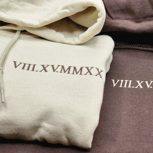 Embroidered Roman Numeral Hoodies, Matching Anniversary Hoodies - Embroly