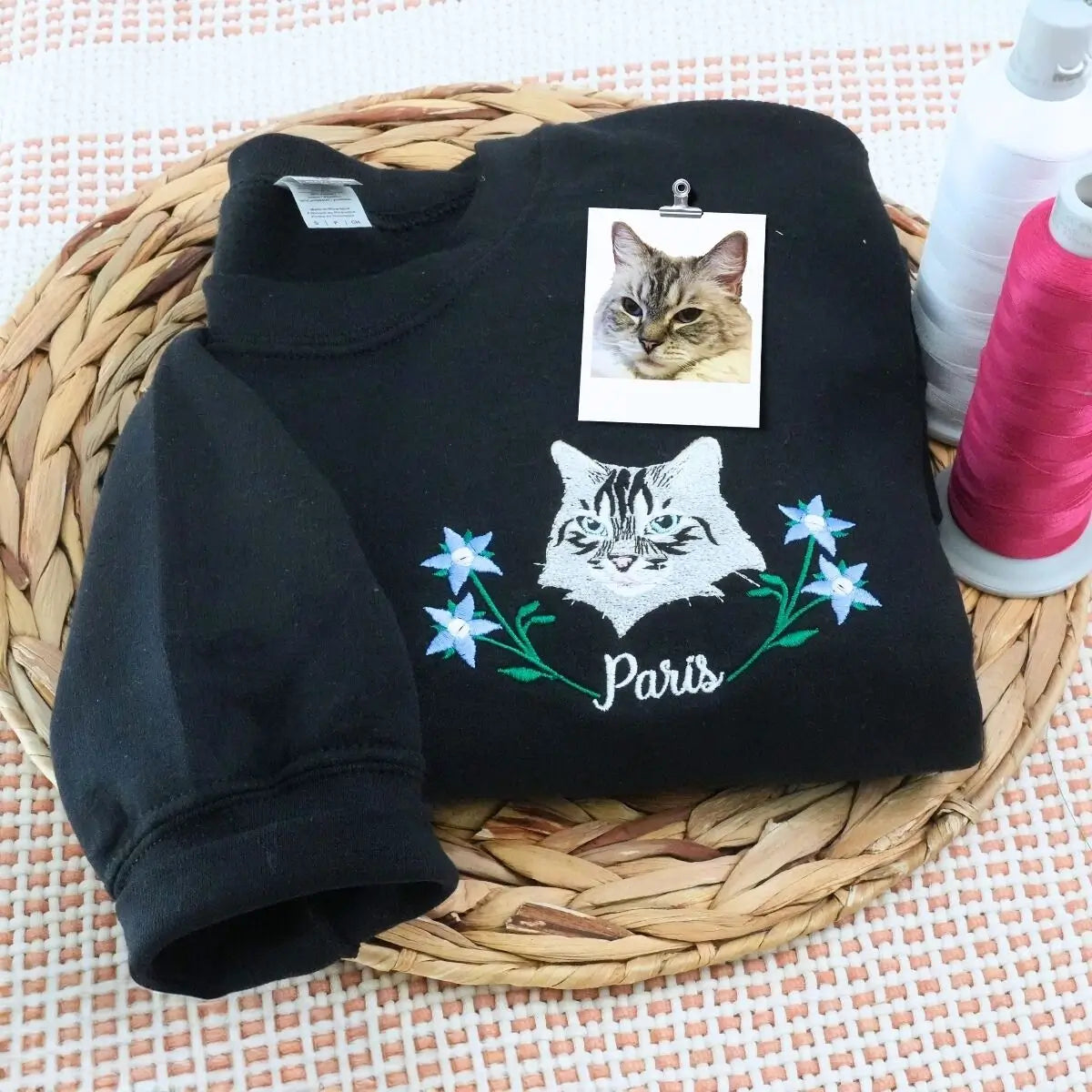 Matching cat lover sweatshirt and hat set in soft cozy fabric for women