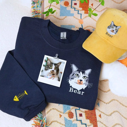 Matching cat lover sweatshirt and hat set in soft cozy fabric for women