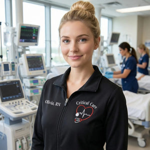 Personalized Critical Care Nurse Jacket with Name - Embroidered Gift Idea for Critical Care Nurses