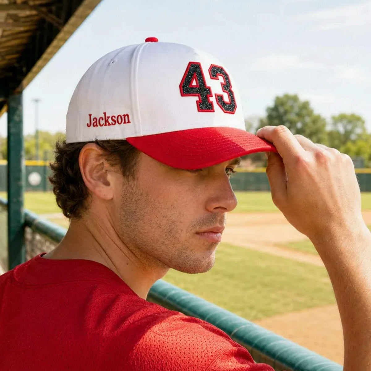Custom Glitter Player Varsity Sports Number Snapback Hats - Applique Embroidered Your Text, Name, Logo