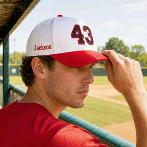 Custom Glitter Player Varsity Sports Number Snapback Hats - Applique Embroidered Your Text, Name, Logo