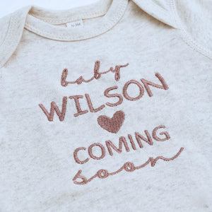 custom embroidered baby name onesie for newborn coming home outfit soft personalized baby gift