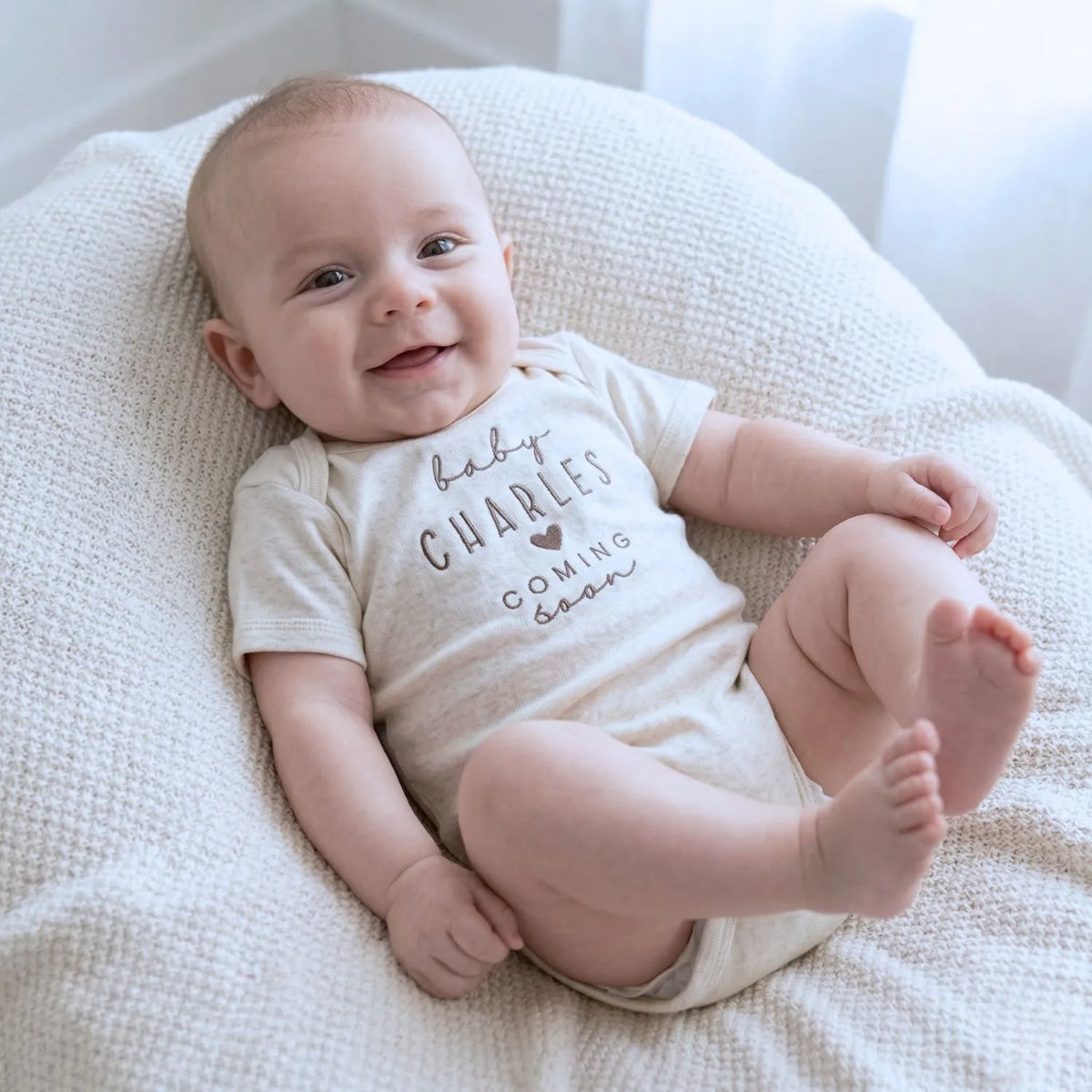 custom embroidered baby name onesie for newborn coming home outfit soft personalized baby gift