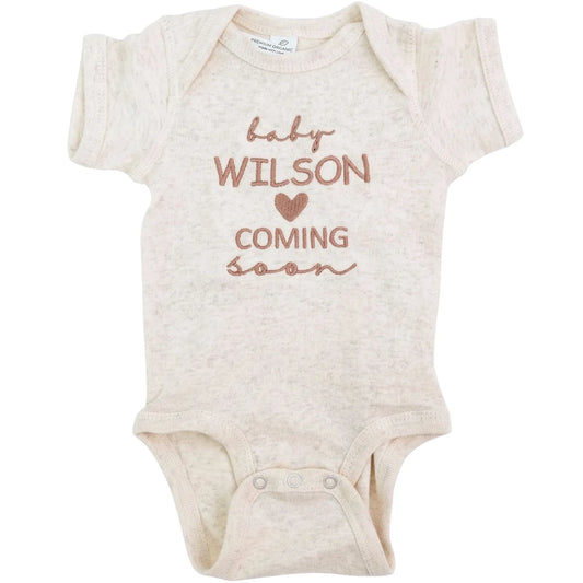 custom embroidered baby name onesie for newborn coming home outfit soft personalized baby gift